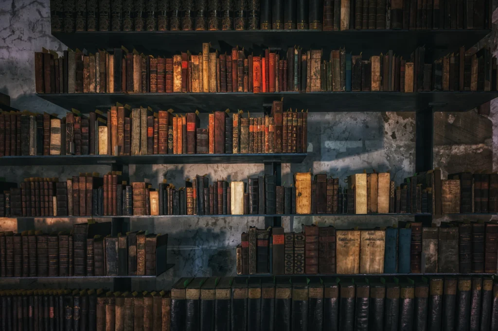 Vintage Library Books illustrating history of iq testing